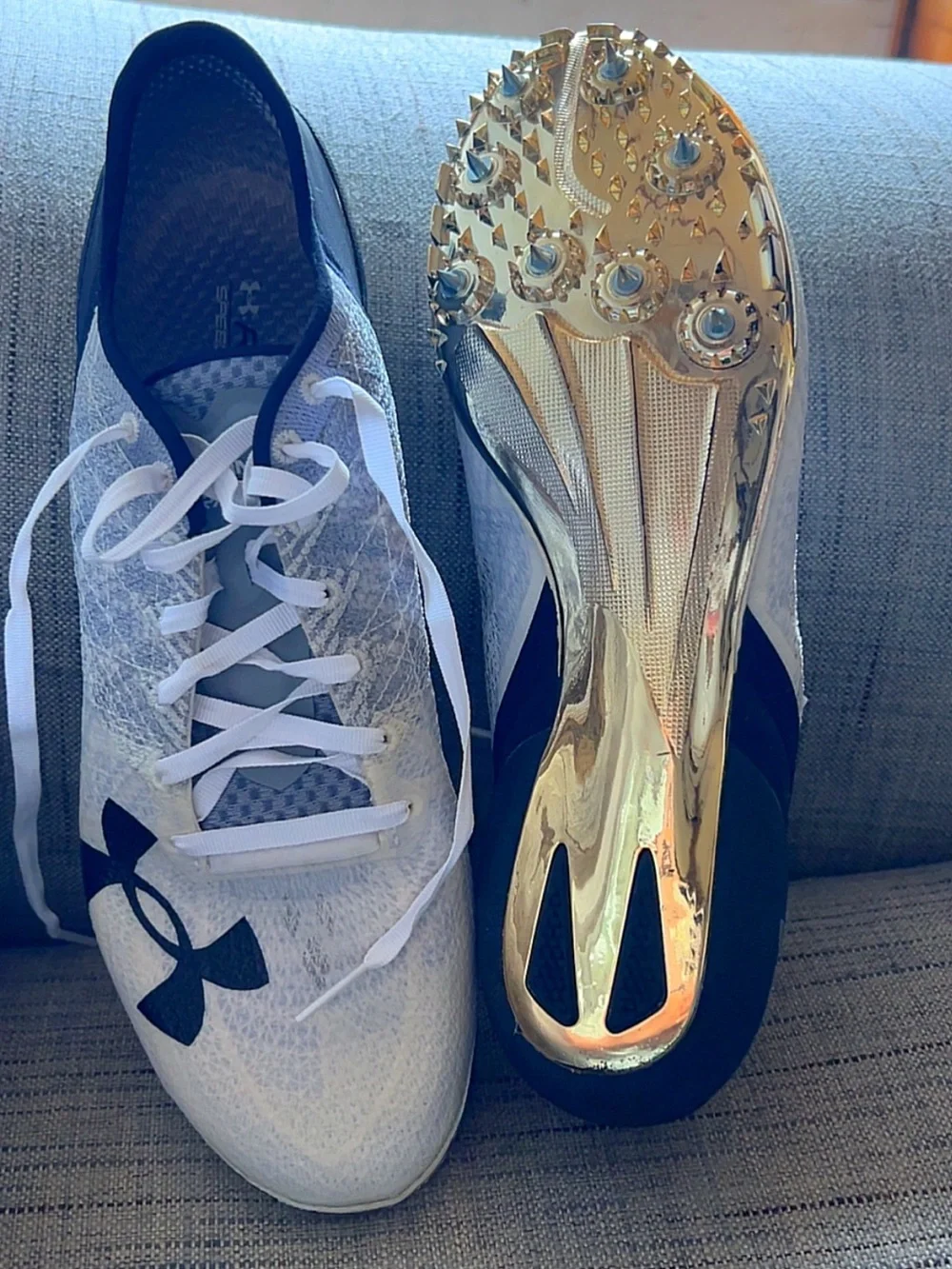Under Armour SpeedForm Track & Field Racing Spikes White Black Gold 🏃‍♀️✨